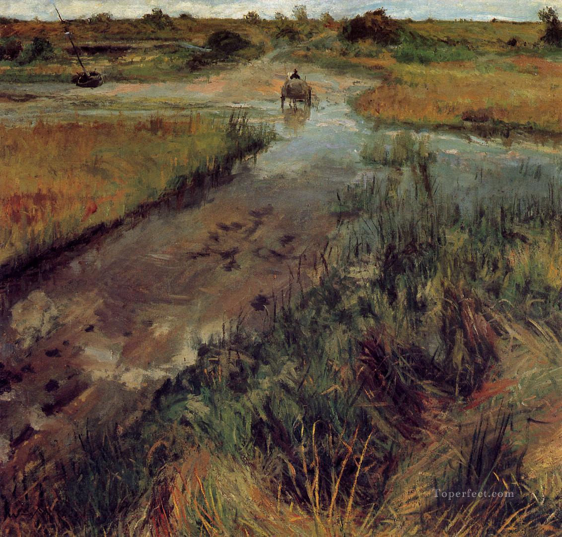 Swollen Stream at Shinnecock 1895 impressionism William Merritt Chase scenery Oil Paintings